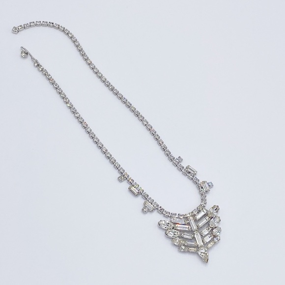 Wiesner Vintage Rhinestone Choker Silver Tone Necklace - Picture 4 of 11